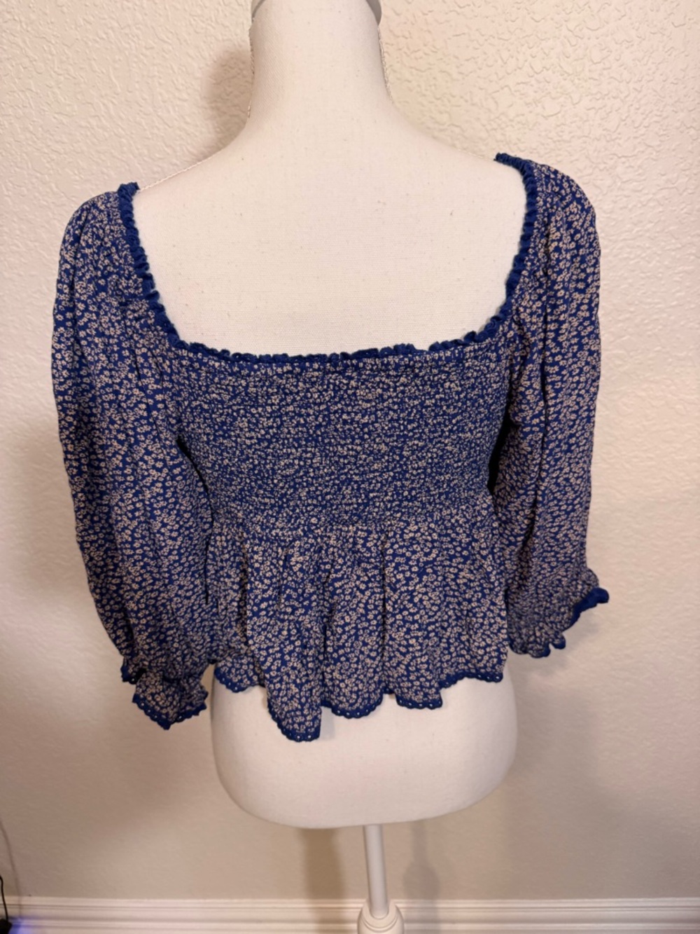 Free People Blue Floral Peplum Blouse (B2) - Picture 4 of 8